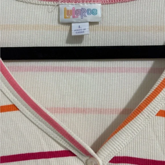 Lularoe Rayon/Spandex Striped V-Neck Tee - Picture 3 of 3